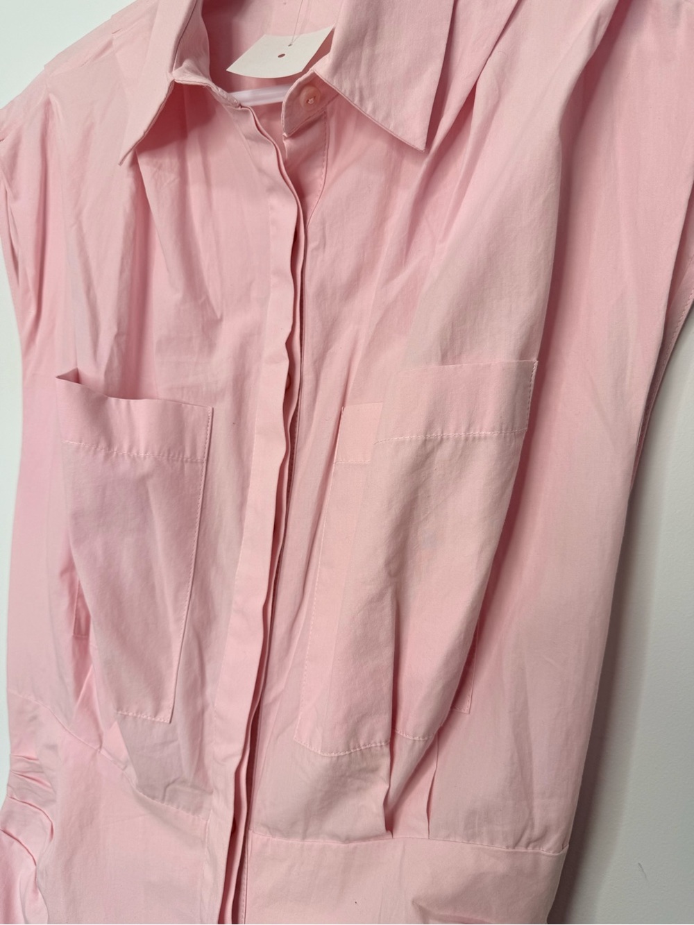 ZARA POPLIN DRESS WITH GATHERED DETAIL PINK 100% COTTON SIZE small - Picture 9 of 16